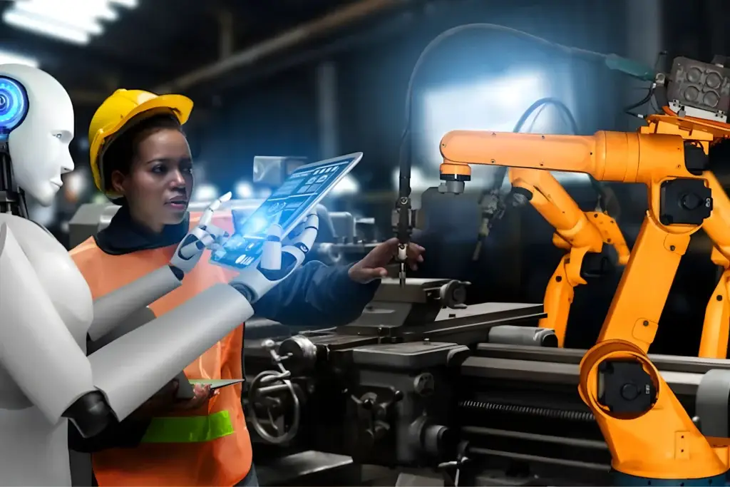 Colaboração Humano-Robô -imagem gerada por IA